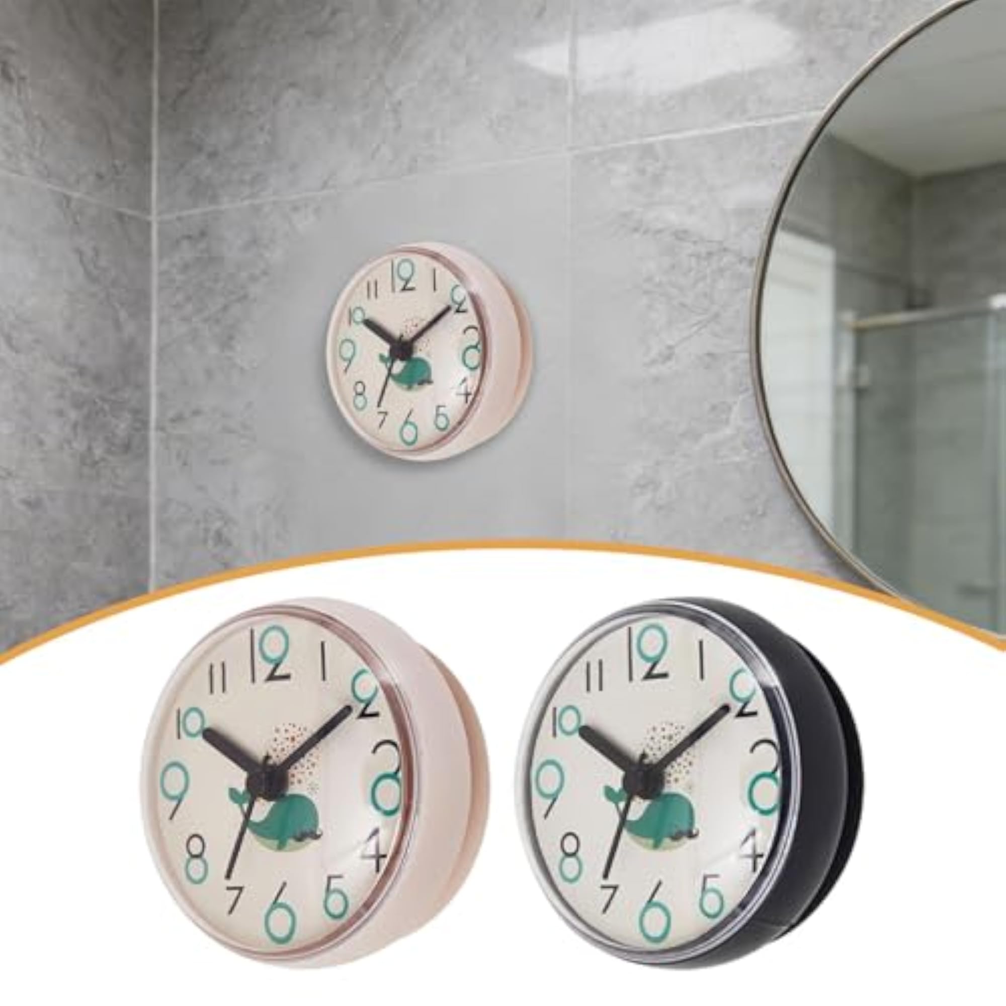 Bathroom Shower Clock Wall Hanging Water Resistant for Kitchen